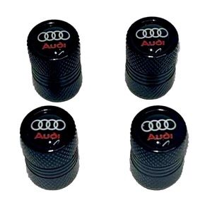 2 Packs Audi Tire Valve Caps, Valve Stem Caps Pack Of 4 Gloss Black Audi Logo